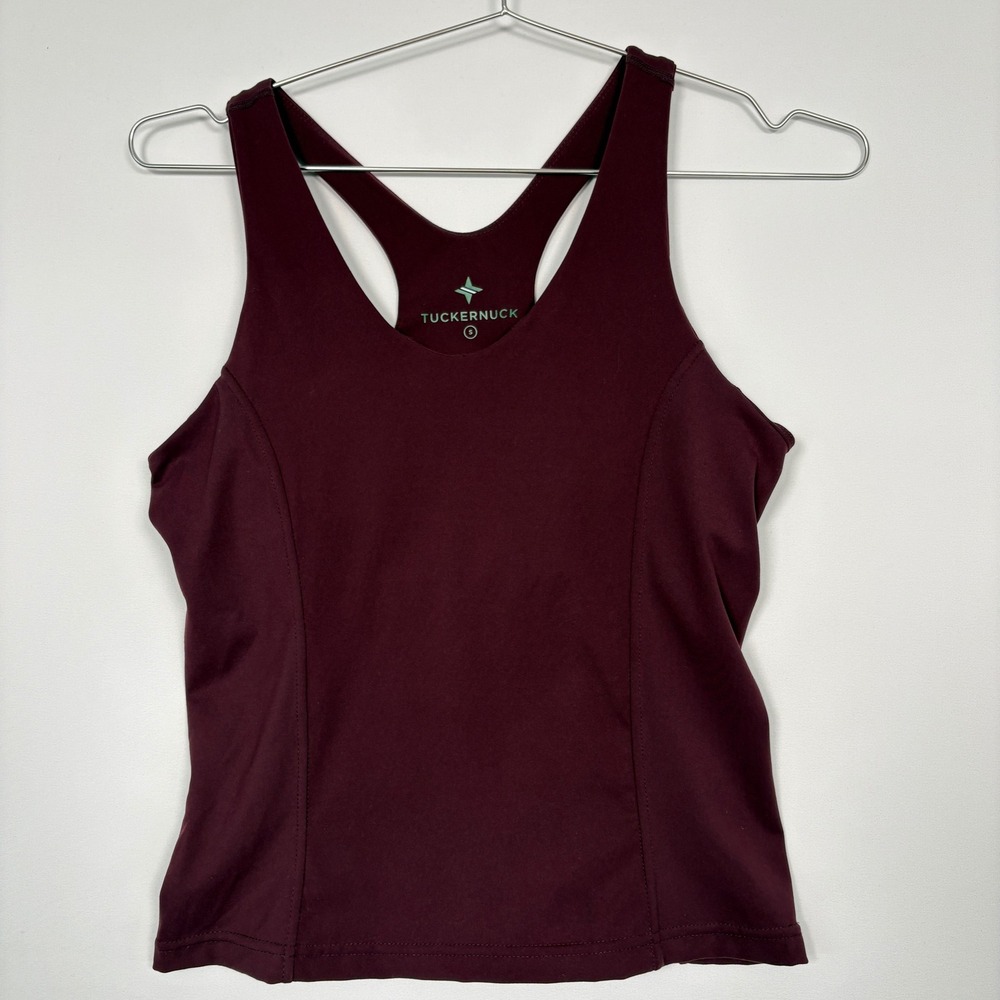 Tuckernuck Women Active Tank Top S Burgundy Racerback Shelf Bra Gym Athleisure